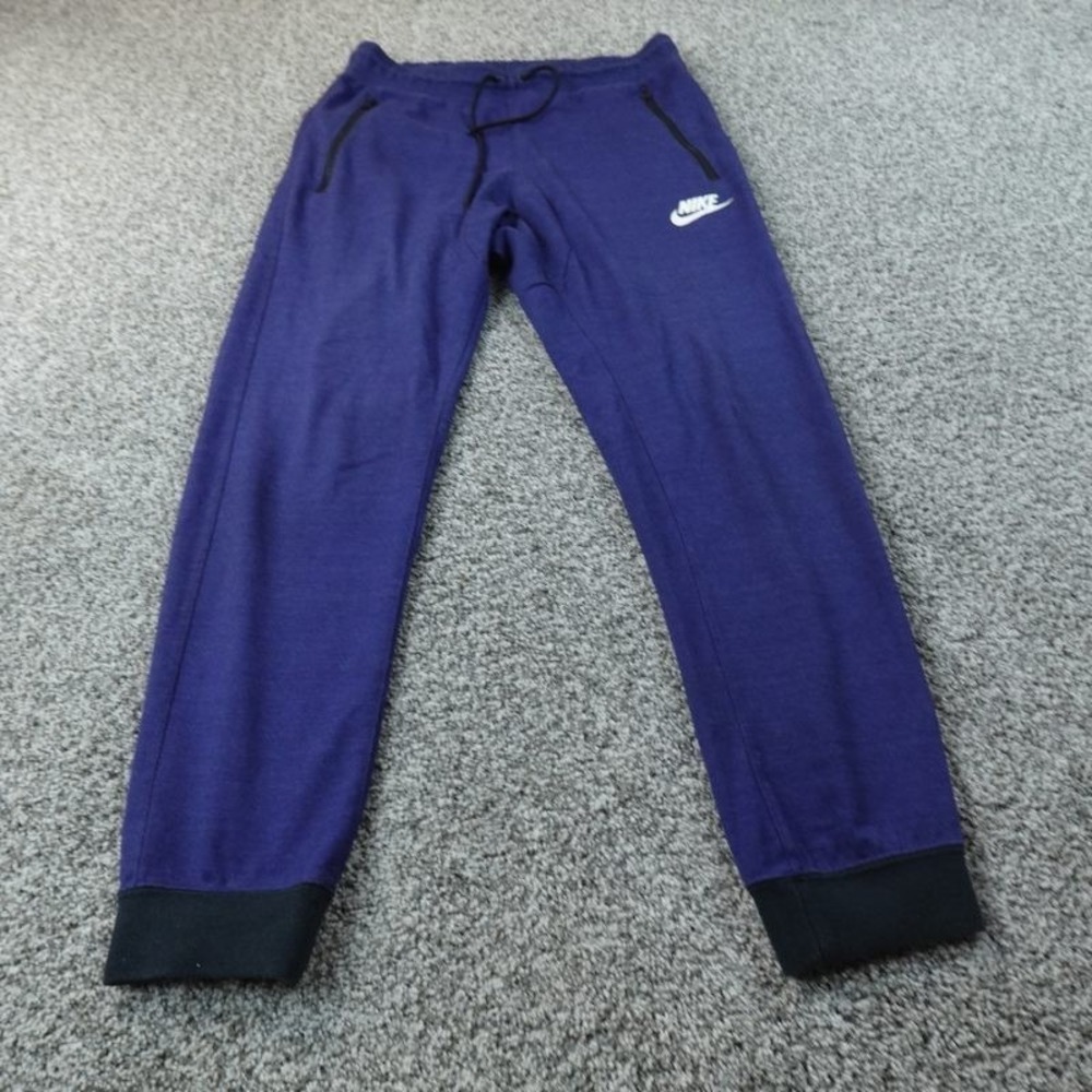 Nike Sweatpants Mens M Blue Swoosh Drawstring Jogger Athletic Workout Gym Pants